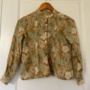 70s fleecy floral blouse